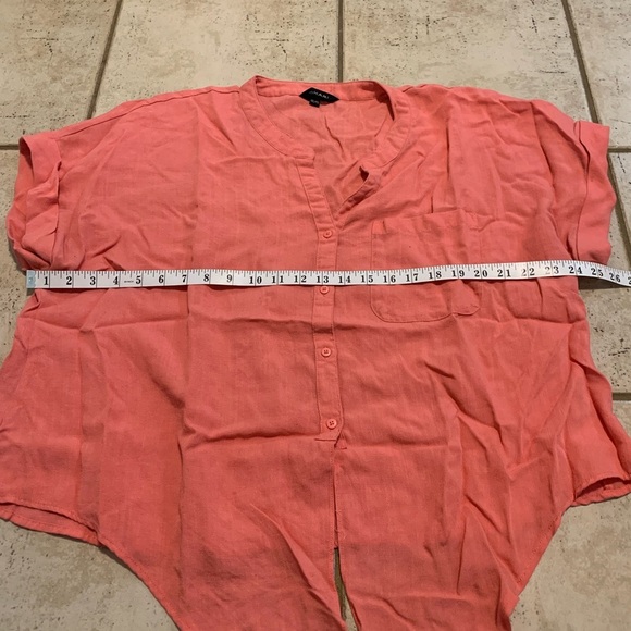 TAHARI Pink/Coral Tunic Blouse Shirt Tie Front XXL - Picture 4 of 7